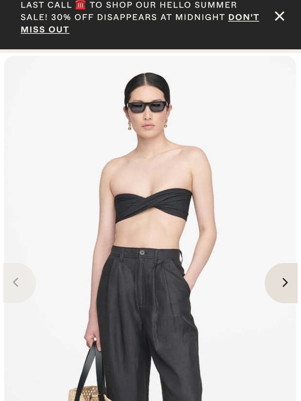 Anine Bing Black Rosa Twist Bandeau Bikini Top and bottom